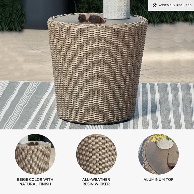 Signature Design by Ashley Danson Bohemian Outdoor End Table, Light Brown - Image 4