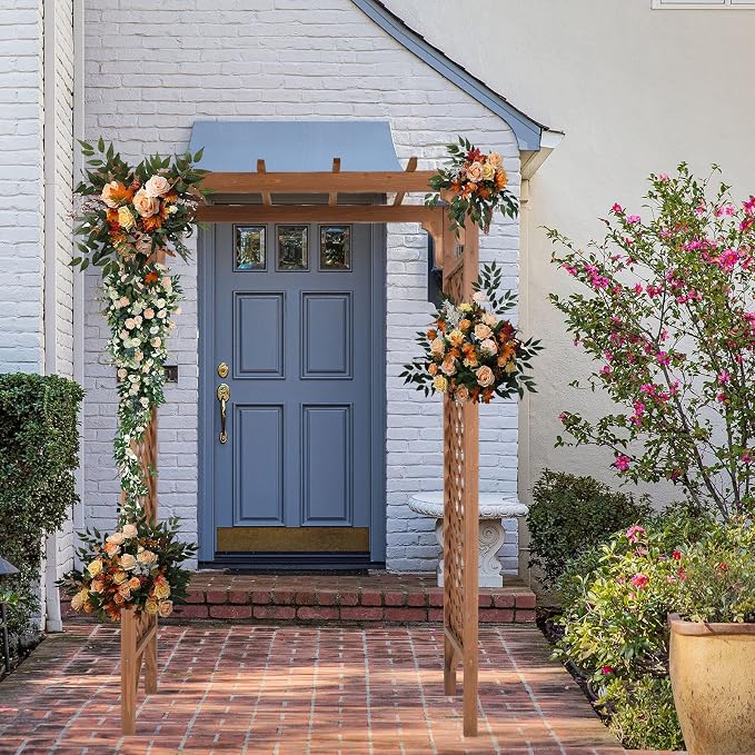 VINGLI Wood Garden Arbor, 85in Wedding Arch Garden Trellis - Image 2
