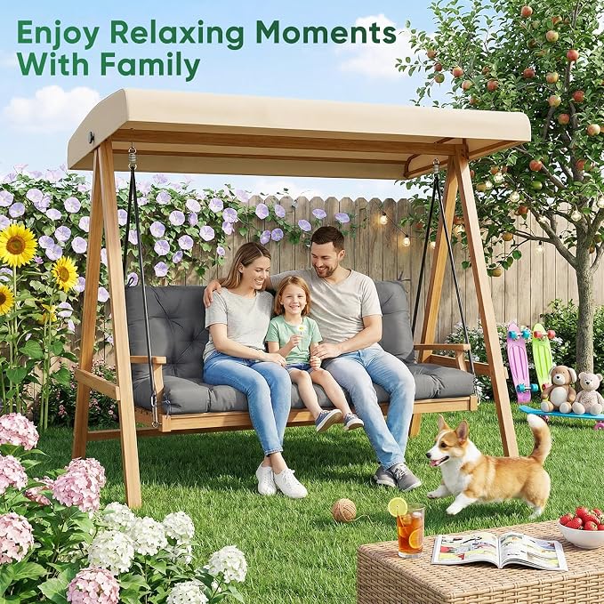Porch Swing Cushions 60 Inch Waterproof, 2 3-Seater Replacement - Image 9