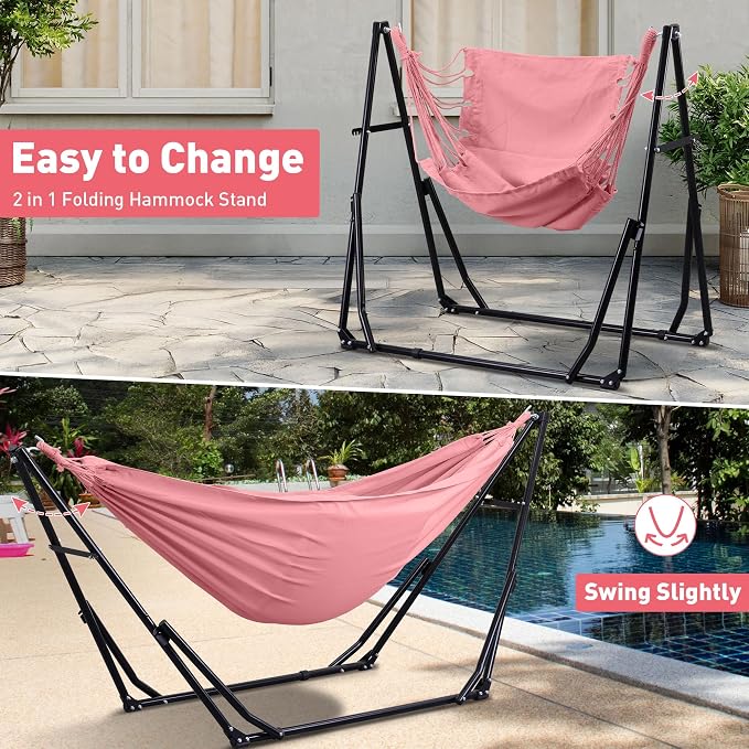 Ainfox Hammock with Foldable Stand, 2 in 1 Hammock and Swinging Chair with - Image 6