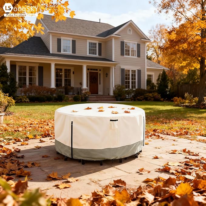 Round Patio Furniture Covers, 600D Heavy Duty Waterproof Outdoor Furniture Cover - Image 7