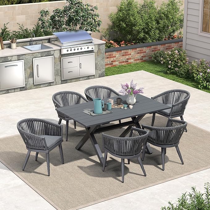 PURPLE LEAF 7 Pieces Outdoor Dining Set by PURPLELEAF