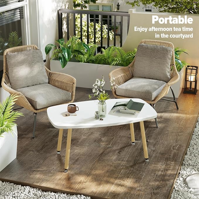 WOHOMO Folding Coffee Table 39.3'' White Coffee Tables - Image 7