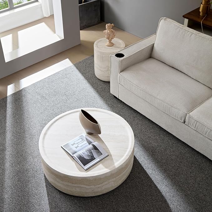 Round Side Table Small Coffee Table French Country Rustic Side Table End Table - Image 8