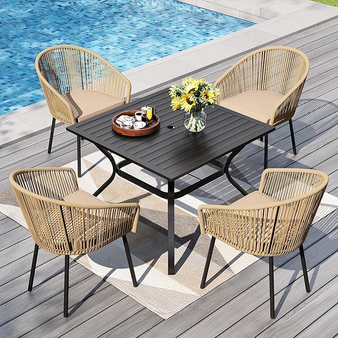 PHI VILLA 5 Piece Outdoor Dining Set by PHIVILLAThepioneerofcomfortablehouseholdsupplies