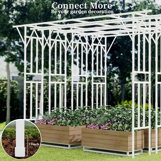 Extra Large Flat Top Garden Arch, PE-Coated Metal Trellis - Image 6