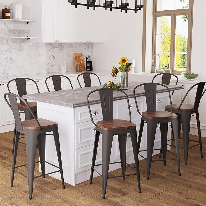 Aklaus Metal Bar Stools Set of 4, 26 inch Barstools Counter Height Bar Stool - Image 6