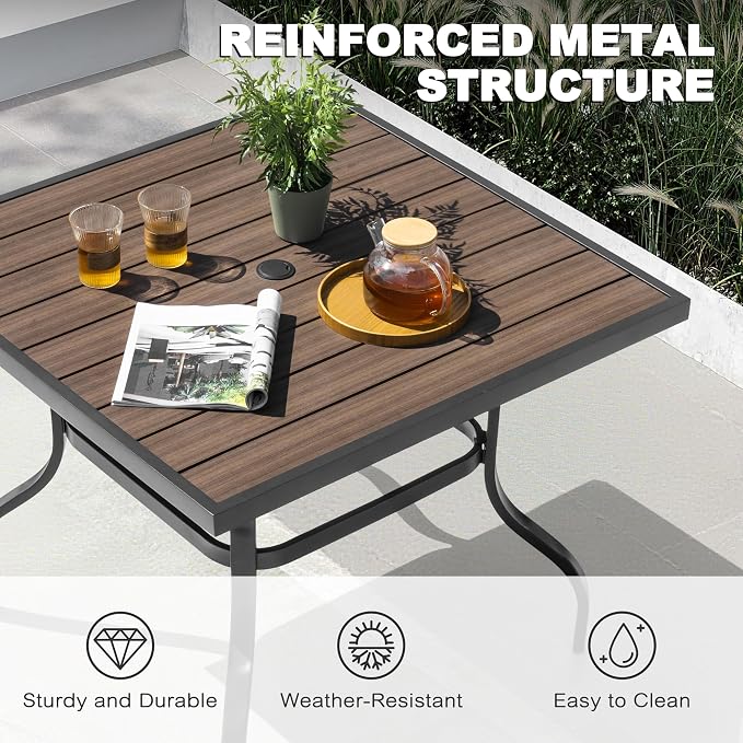 NUU GARDEN Outdoor 37” Square Metal Dining Table, Patio Dining Table - Image 6