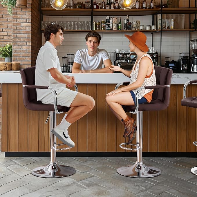 Yaheetech Bart Stools Set of 4, PU Leather Adjustable Barstools - Image 5