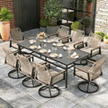 9 Pieces Outdoor Patio Dining Set, Wicker Patio Table and Chairs Set of 8 by MIXPATIO