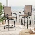 Outdoor Swivel Bar Stools Set of 2, All-Weather Metal Patio Bar Height Chairs by Sumshadow