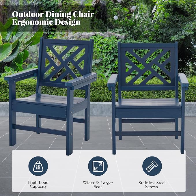 HDPE Dining Table Set for 4, 5-Piece Outdoor Table and Chairs Include 4 Dining - Image 5