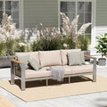 Aluminum Outdoor Patio Furniture, 3 Seats All-Weather Outdoor Patio Sofa by Oasbira