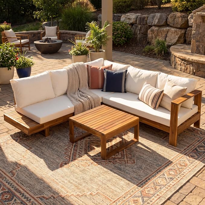 Christopher Knight Home Tenny 5-Seater Acacia Wood Patio Furniture Set - Image 3