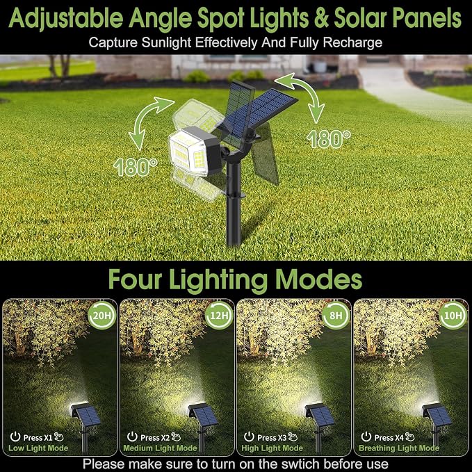 102 LED Solar Spot Lights Outdoor Waterproof IP65, Adjustable Landscape - Image 3