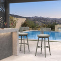 PURPLE LEAF Outdoor Swivel Bar Height Stools Set of 2 Metal Modern Wicker Bar by PURPLELEAF