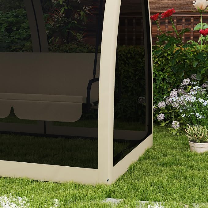 Outsunny 3-Seat Patio Swing Chair, Porch Swing Bed - Image 9