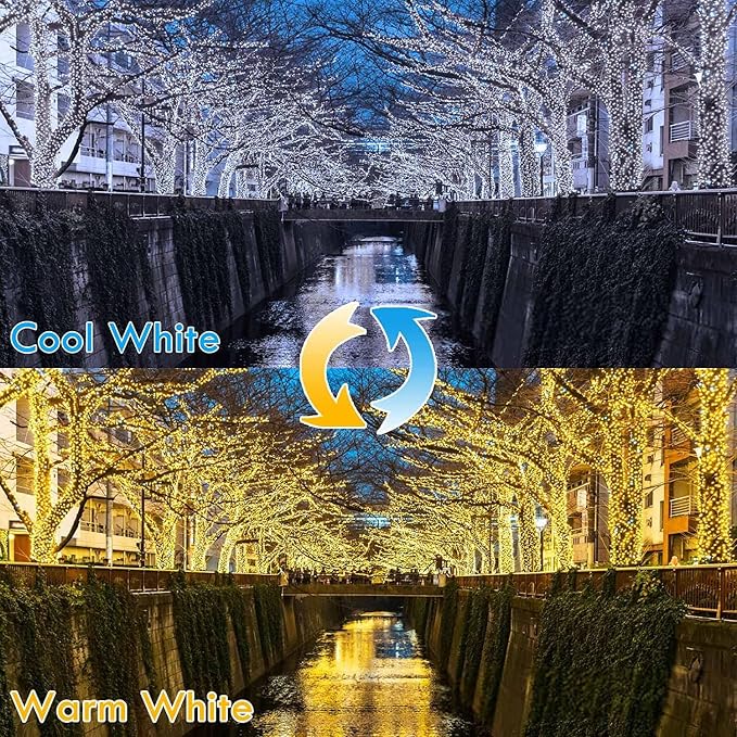 Warm White ⇋ Cool White 66Ft 200LED Christmas Fairy Lights Plug in - Image 3