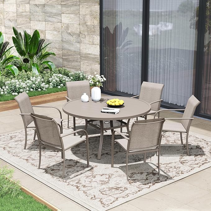 Patio Dining Table for 4-6, Round Metal Outdoor Table - Image 2