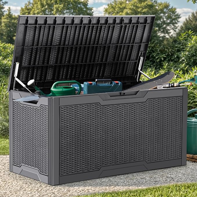 YITAHOME 100 Gallon Outdoor Storage Box, Large Water Resistant Resin Deck Box - Image 7
