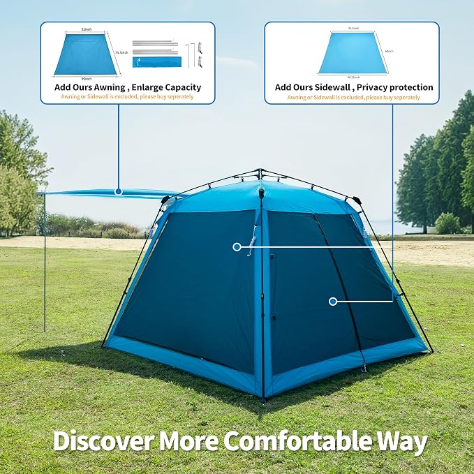Pop Up Screen House Gazebo 8.2'x8.2'x75'', 4-6 Person Portable Screen Room - Image 9