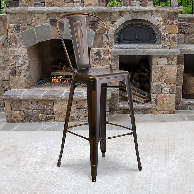 EMMA + OLIVER Commercial Grade 30" H Distressed Copper Metal Indoor-Outdoor by EMMAOLIVER
