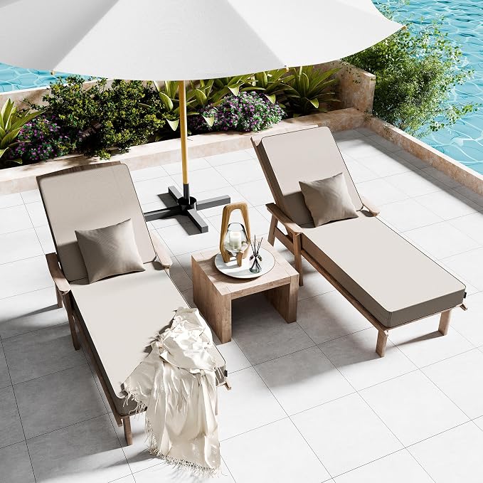 Outdoor Water-Resistant Olefin Chaise Lounge Cushions - Image 2