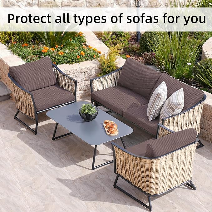 8Pcs Stretch Patio Cushion Covers, Outdoor Couch Covers Replacement, Outdoor - Image 4