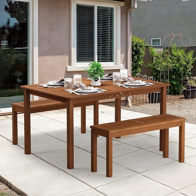 Furinno Tioman Outdoor Dining Table, Natural 35.5"D x 59.0"W x 29.0"H - Image 2