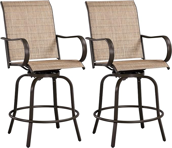 Yaheetech Patio Swivel Barstools Outdoor Chairs Set of 2, High Bistro Stools by Yaheetech