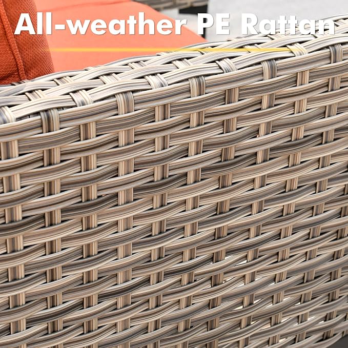 11-Piece Outdoor Sectional Sofa Set w/ 54" Fire Pit – L-Shaped Wicker Patio - Image 6