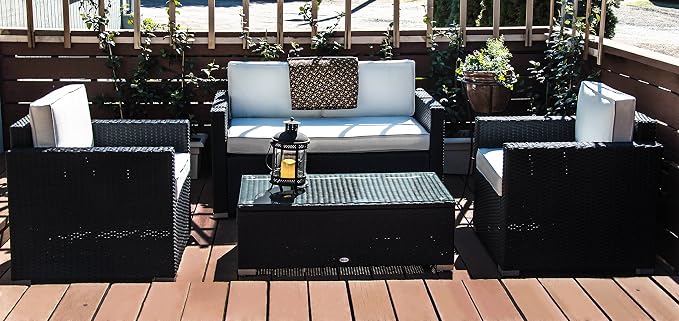 Outsunny 4 Piece Wicker Patio Furniture Set - Image 2