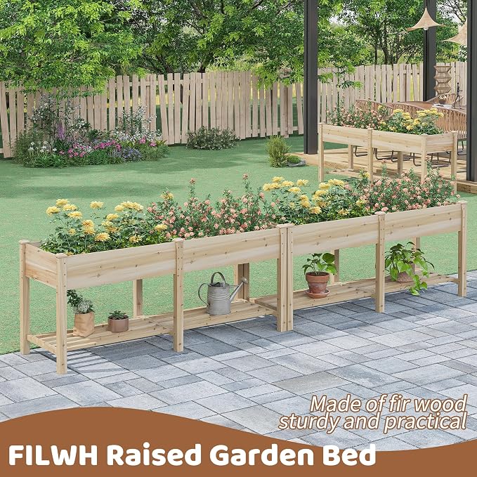 FILWH Raised Garden Bed with Legs Elevated Wooden Planter Box Stand Large - Image 5