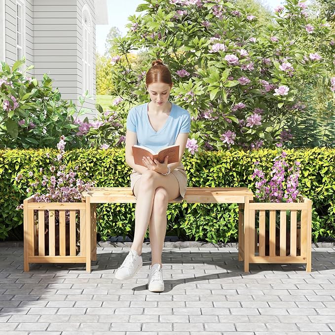 HAPPYGRILL Patio Wooden Bench - Image 9