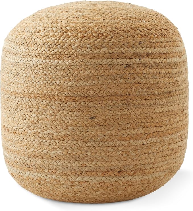 Casafield Hand-Braided Jute Pouf Ottoman Footrest, Natural Woven Boho Floor by Casafield