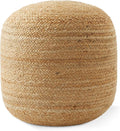 Casafield Hand-Braided Jute Pouf Ottoman Footrest, Natural Woven Boho Floor by Casafield
