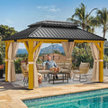 YITAHOME 13x15ft Wood Gazebo Outdoor Wooden Frame Double Roof Hardtop by YITAHOME