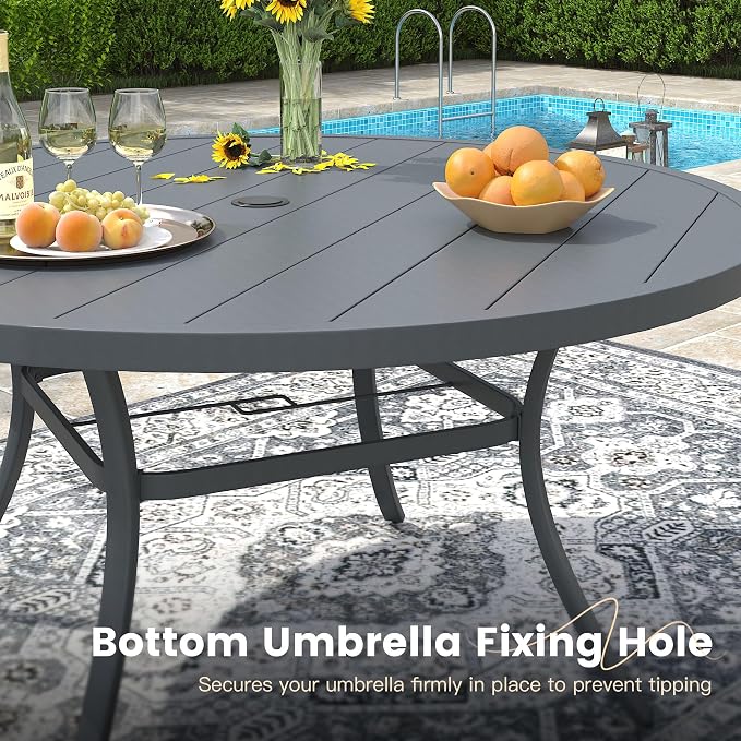 VICLLAX 11 Pieces Patio Outdoor Dining Set, Dark Grey/Grey - Image 8