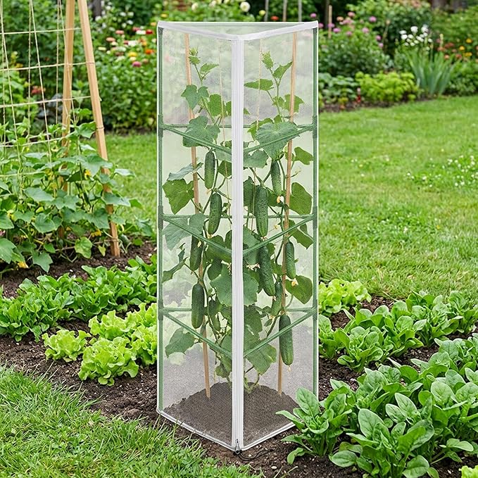 4 Pcs Garden Bird Netting for Triangle Plant Cage, Tomato Trellis Insect Bird - Image 6