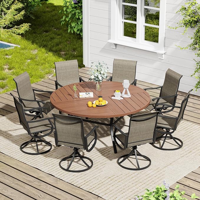 VICLLAX 60" Round Outdoor Table, Patio Dining Table - Image 7