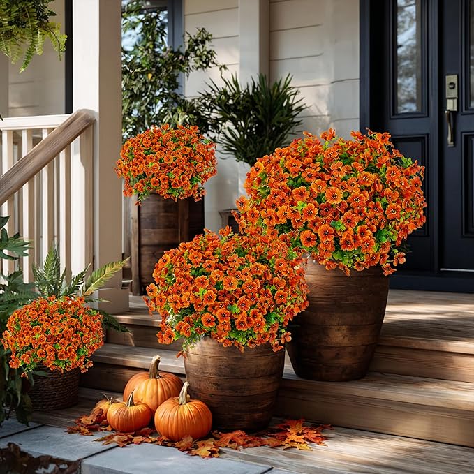 Artificial Fall Flowers Outdoor Fake Mums - Image 2