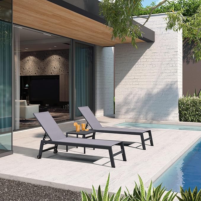PURPLE LEAF Patio Chaise Lounge Set 4 Pieces Aluminum Outdoor Lounge Chairs - Image 4
