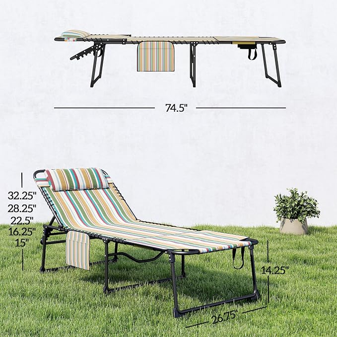 Outsunny 2 Piece Folding Chaise Lounge - Image 3