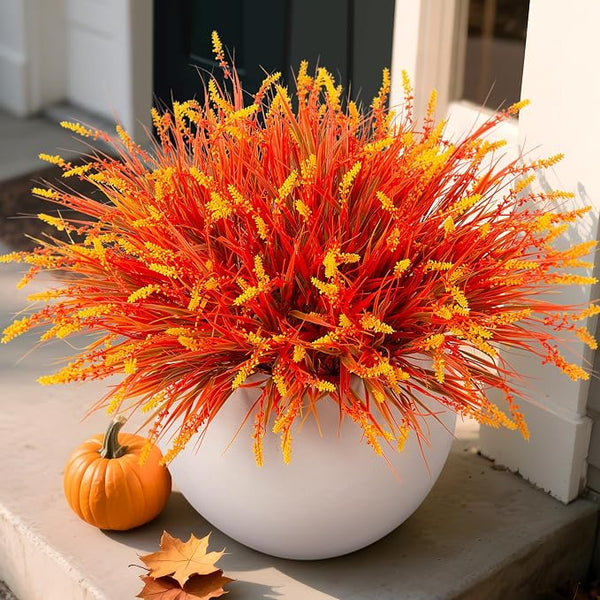 Artificial Fall Outdoor Faux Plants Decoration, 12 Bundles Fake Monkey Grass by Ammyoo