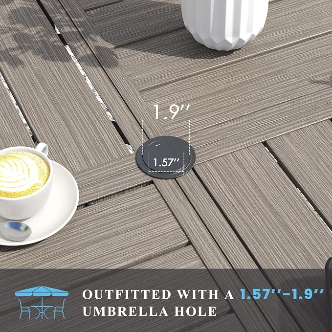 VICLLAX Patio Table and Chair Set of 8, All Weather Metal Round Outdoor Dining - Image 2