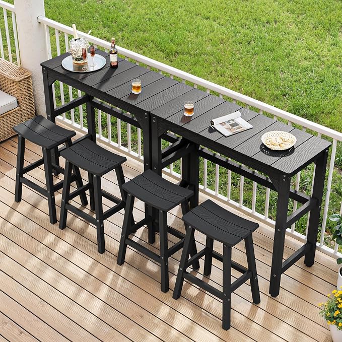 Weatherproof Bar Stools Set of 2, Saddle Seat, Bar Height Stools - Image 2