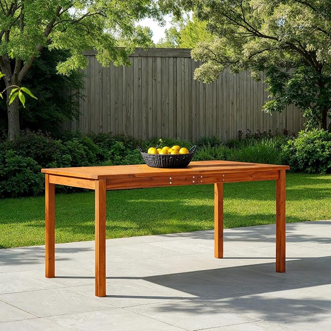 Walker Edison Dominica Contemporary Slatted Outdoor Dining Table, 34 Inch - Image 2