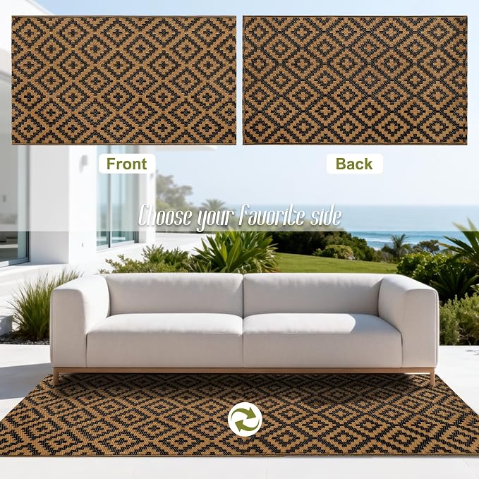 SAND MINE Reversible Mats, Plastic Straw Rug, Modern Area Rug, Large Floor Mat - Image 3