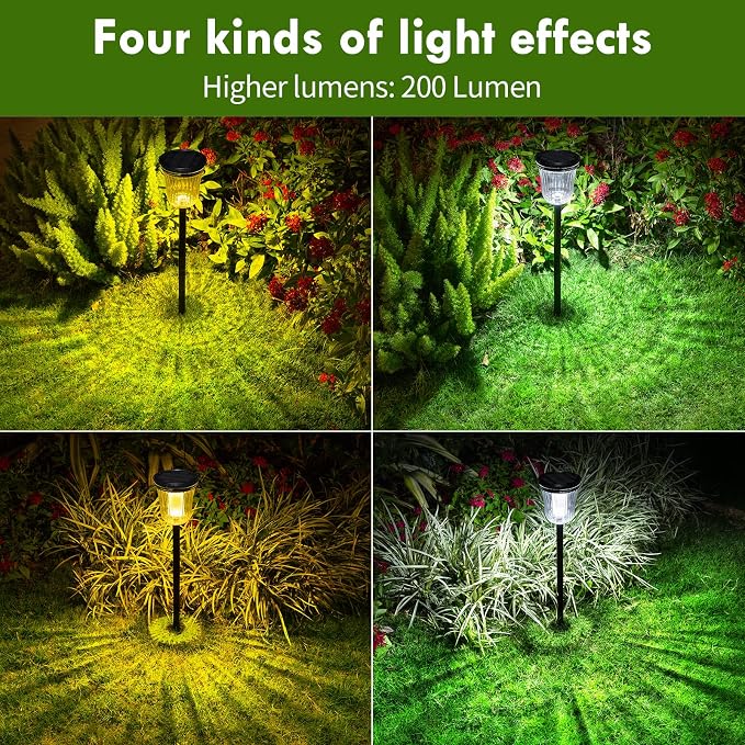 Solar Pathway Lights Outdoor Waterproof, 4 Pack 200 Lumens Super Bright Solar - Image 4
