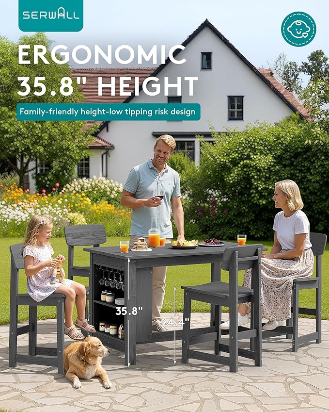 SERWALL 10-Piece HDPE Counter Height Dining Table Sets - Image 3
